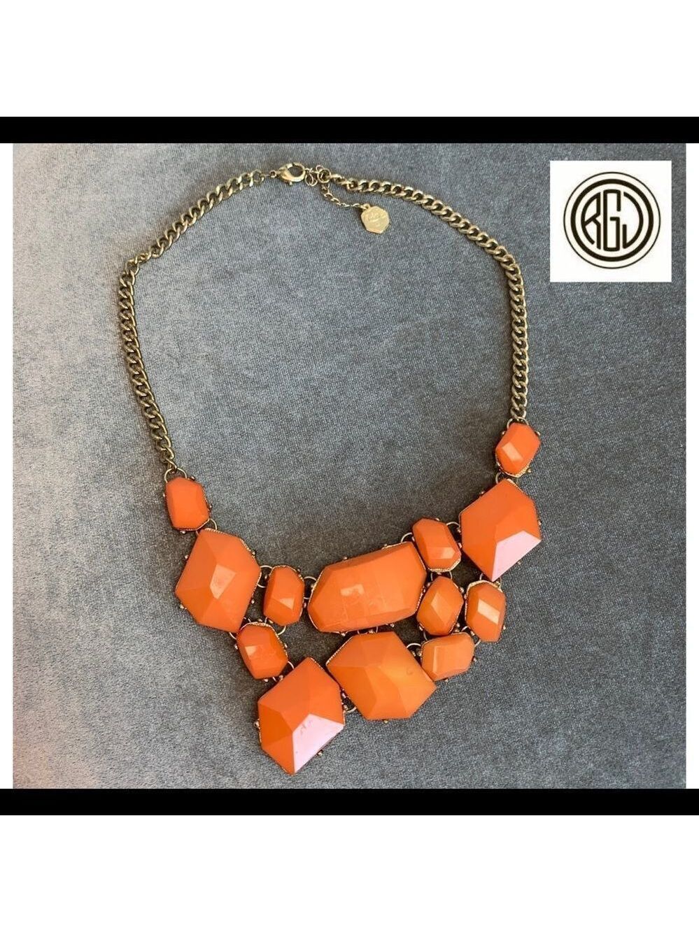 𝅺rj Graziano orange chunky costume jewellery statement necklace